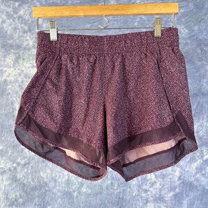 Athleta Burgundy Printed Mesh Racer Run 4" Shorts sz S Running Athletic